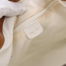 CELINE Shoulder Bag Leather White Gold Auth BA14401A-17