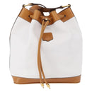 CELINE Shoulder Bag Leather White Gold Auth BA14401A-2