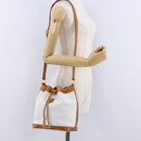 CELINE Shoulder Bag Leather White Gold Auth BA14401A-24