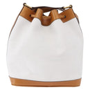 CELINE Shoulder Bag Leather White Gold Auth BA14401A-3