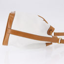 CELINE Shoulder Bag Leather White Gold Auth BA14401A-4