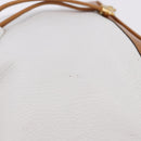 CELINE Shoulder Bag Leather White Gold Auth BA14401A-6