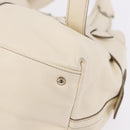 Salvatore Ferragamo Gancini Hand Bag Leather White Gold Auth BA14402-14