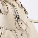 Salvatore Ferragamo Gancini Hand Bag Leather White Gold Auth BA14402-10