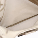 Salvatore Ferragamo Gancini Hand Bag Leather White Gold Auth BA14402-23