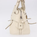 Salvatore Ferragamo Gancini Hand Bag Leather White Gold Auth BA14402-4