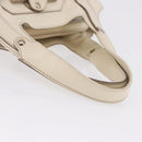 Salvatore Ferragamo Gancini Hand Bag Leather White Gold Auth BA14402-7