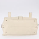 Salvatore Ferragamo Gancini Hand Bag Leather White Gold Auth BA14402-5