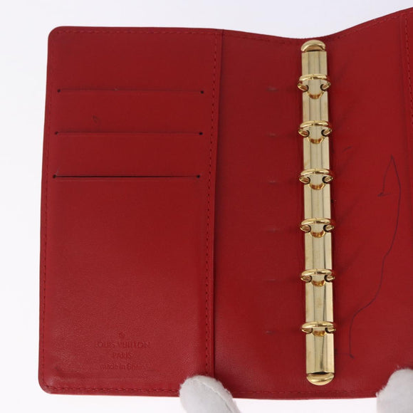 LOUIS VUITTON Monogram Vernis Agenda PM Planner Cover Red R21016 Auth BA14403