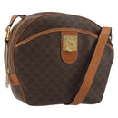 CELINE Macadam Canvas Shoulder Bag PVC Leather Brown Gold Auth BA14407A-1