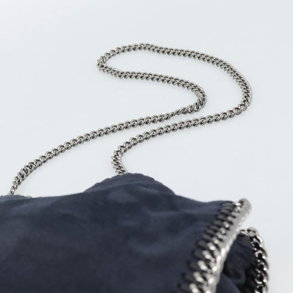 Stella MacCartney Chain Falabella Bag polyester Navy Silver 371223 Auth BA14409A