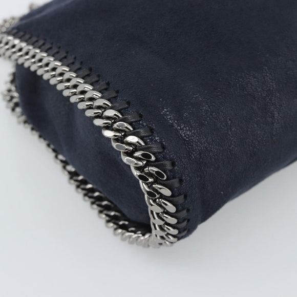 Stella MacCartney Chain Falabella Bag polyester Navy Silver 371223 Auth BA14409A
