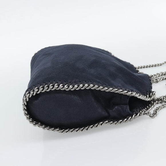 Stella MacCartney Chain Falabella Bag polyester Navy Silver 371223 Auth BA14409A