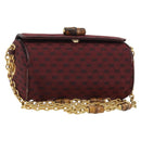 GUCCI Micro GG Canvas Chain Shoulder Bag Red Gold Auth BA14413-1