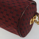 GUCCI Micro GG Canvas Chain Shoulder Bag Red Gold Auth BA14413-10