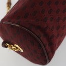 GUCCI Micro GG Canvas Chain Shoulder Bag Red Gold Auth BA14413-11