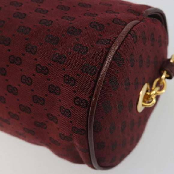 GUCCI Micro GG Canvas Chain Shoulder Bag Red Gold Auth BA14413