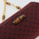 GUCCI Micro GG Canvas Chain Shoulder Bag Red Gold Auth BA14413-14