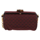 GUCCI Micro GG Canvas Chain Shoulder Bag Red Gold Auth BA14413-2
