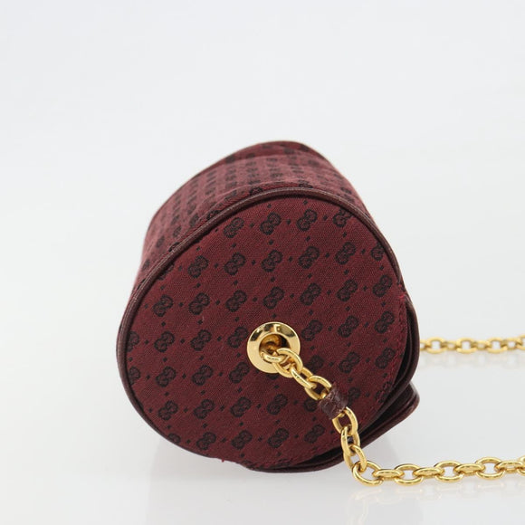 GUCCI Micro GG Canvas Chain Shoulder Bag Red Gold Auth BA14413