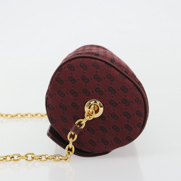 GUCCI Micro GG Canvas Chain Shoulder Bag Red Gold Auth BA14413