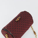GUCCI Micro GG Canvas Chain Shoulder Bag Red Gold Auth BA14413-6