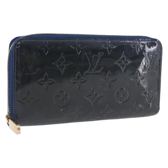 LOUIS VUITTON Monogram Vernis Zippy Long Wallet Grand blue M90047 Auth BA14414