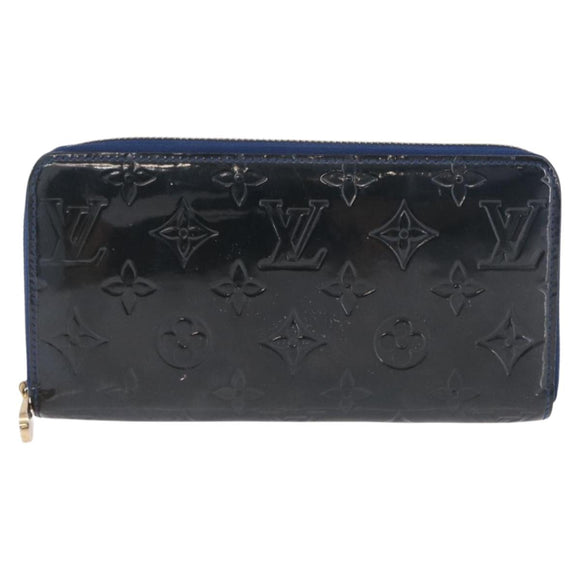LOUIS VUITTON Monogram Vernis Zippy Long Wallet Grand blue M90047 Auth BA14414