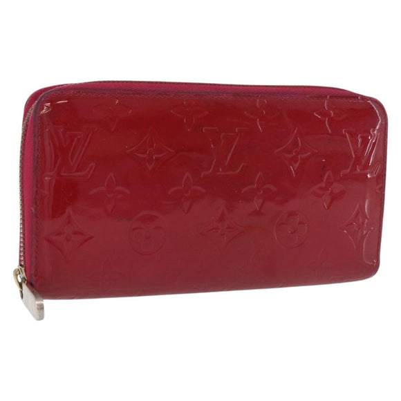 LOUIS VUITTON Monogram Vernis Zippy Long Wallet Rose Andian M91597 Auth BA14415
