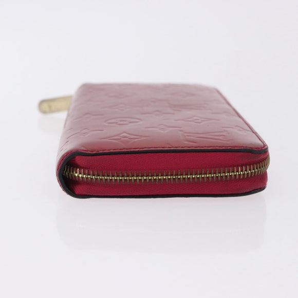 LOUIS VUITTON Monogram Vernis Zippy Long Wallet Rose Andian M91597 Auth BA14415