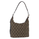 GUCCI GG Canvas Shoulder Bag Brown Silver 001 3814 3754 Auth BA14420-1