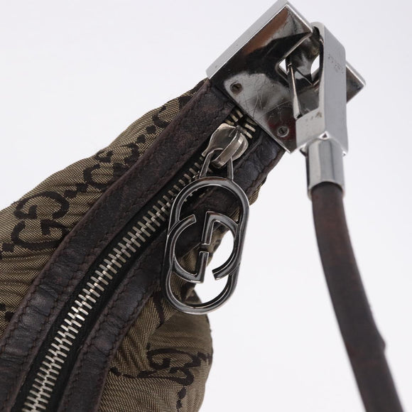 GUCCI GG Canvas Shoulder Bag Brown Silver 001 3814 3754 Auth BA14420