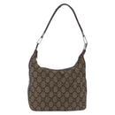 GUCCI GG Canvas Shoulder Bag Brown Silver 001 3814 3754 Auth BA14420-2