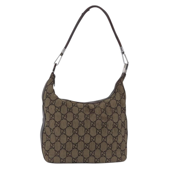 GUCCI GG Canvas Shoulder Bag Brown Silver 001 3814 3754 Auth BA14420