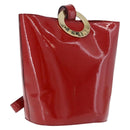 CELINE Shoulder Bag Patent leather Red Gold Auth BA14422A-1