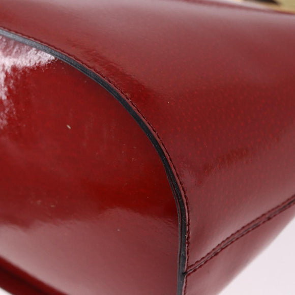 CELINE Shoulder Bag Patent leather Red Gold Auth BA14422A