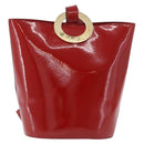 CELINE Shoulder Bag Patent leather Red Gold Auth BA14422A-13