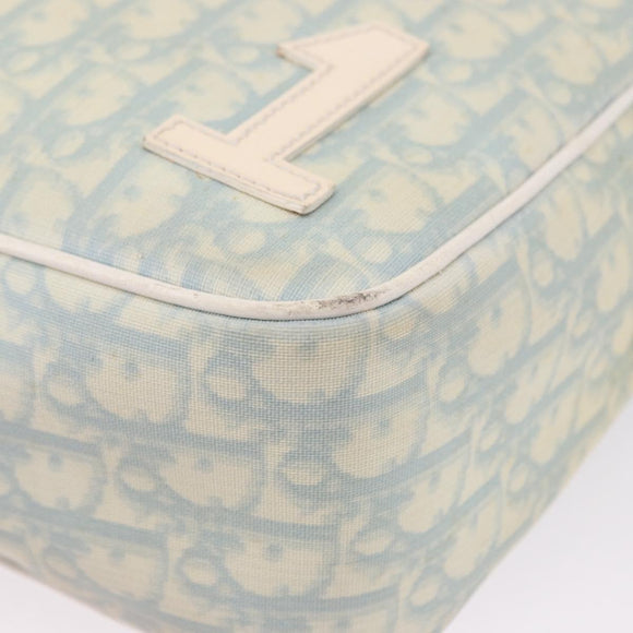 Christian Dior Trotter Canvas Shoulder Bag PVC Light Blue Silver Auth BA14424