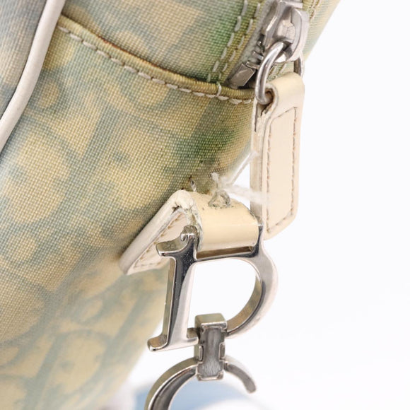 Christian Dior Trotter Canvas Shoulder Bag PVC Light Blue Silver Auth BA14424