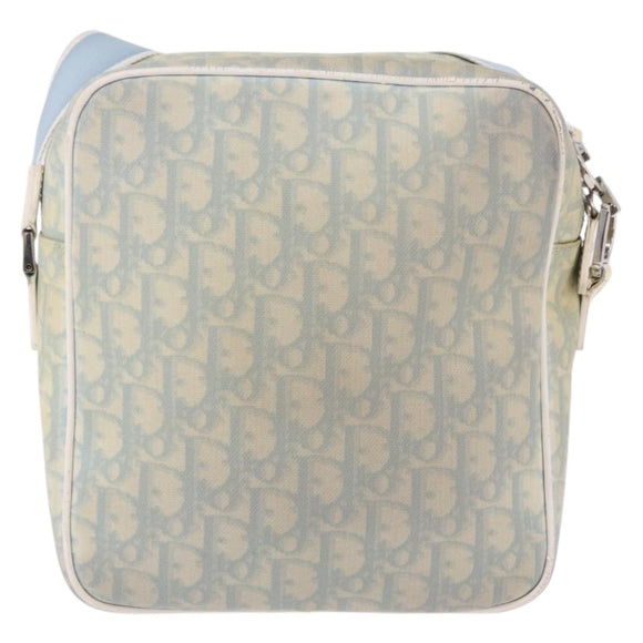 Christian Dior Trotter Canvas Shoulder Bag PVC Light Blue Silver Auth BA14424