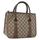 GUCCI GG Supreme Web Sherry Line Hand Bag PVC Beige Gold 41 02 039 Auth BA14425-1
