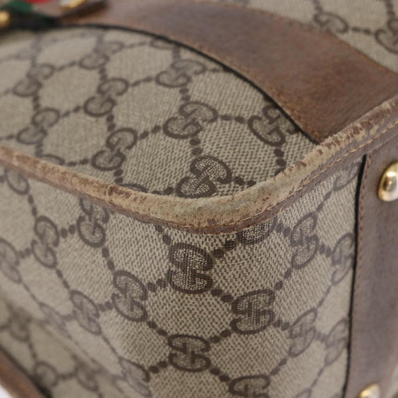 GUCCI GG Supreme Web Sherry Line Hand Bag PVC Beige Gold 41 02 039 Auth BA14425