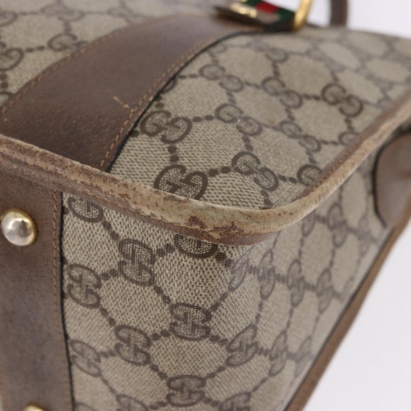 GUCCI GG Supreme Web Sherry Line Hand Bag PVC Beige Gold 41 02 039 Auth BA14425