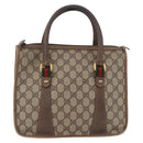 GUCCI GG Supreme Web Sherry Line Hand Bag PVC Beige Gold 41 02 039 Auth BA14425-13