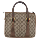 GUCCI GG Supreme Web Sherry Line Hand Bag PVC Beige Gold 41 02 039 Auth BA14425-2