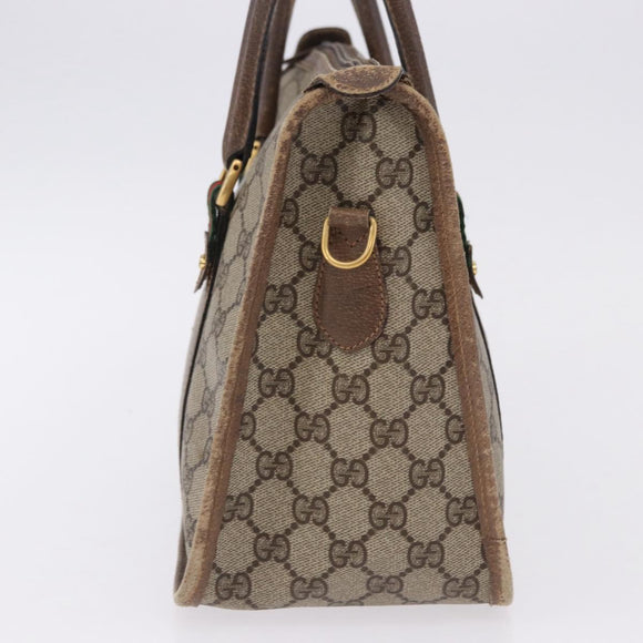 GUCCI GG Supreme Web Sherry Line Hand Bag PVC Beige Gold 41 02 039 Auth BA14425