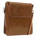 LOUIS VUITTON Monogram Vernis Motto Accessory Pouch Bronze M91138 Auth BA14426-1