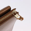 LOUIS VUITTON Monogram Vernis Motto Accessory Pouch Bronze M91138 Auth BA14426-10