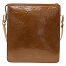 LOUIS VUITTON Monogram Vernis Motto Accessory Pouch Bronze M91138 Auth BA14426-2