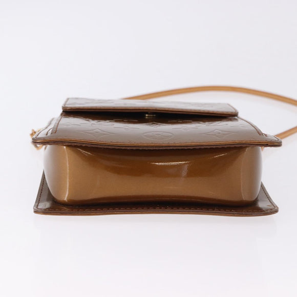 LOUIS VUITTON Monogram Vernis Motto Accessory Pouch Bronze M91138 Auth BA14426